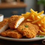Crispy chicken with fries